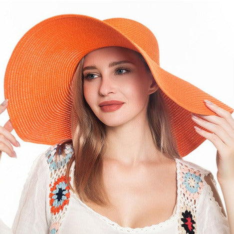 Wide Brim Floppy Straw Sun Hat in Orange– Bewitched Wicker