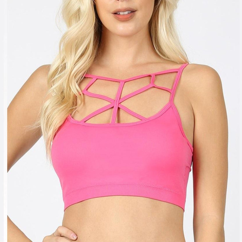 Cropped Harness Web Bralette in Hot Pink (FINAL SALE)